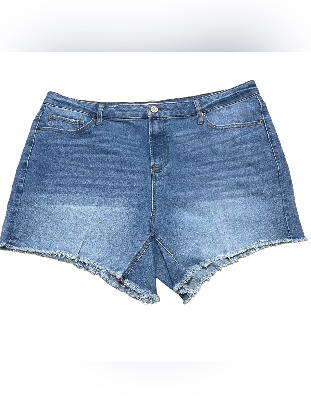 Vanilla Star Blue Frayed Hem Denim Shorts